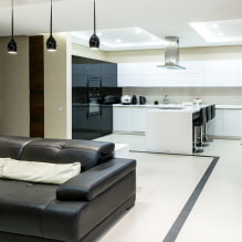 How to decorate the ceiling in the kitchen-living room? -6