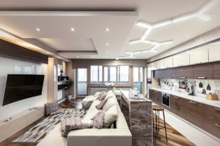 How to decorate the ceiling in the kitchen-living room?
