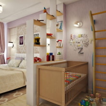 Ideen und Tipps für die Dekoration eines Schlafzimmers und eines Kinderzimmers in einem Raum-4