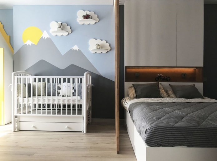 Ideas and tips for decorating a bedroom and a nursery in the same room