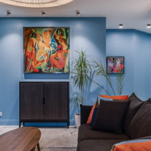 Wohnzimmer in Blautönen: Foto, Überprüfung der besten Lösungen-0