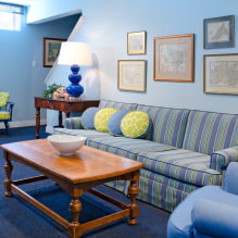 Wohnzimmer in Blautönen: Foto, Überprüfung der besten Lösungen-4