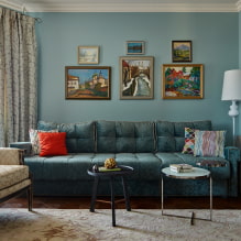 Wohnzimmer in Blautönen: Foto, Überprüfung der besten Lösungen-5