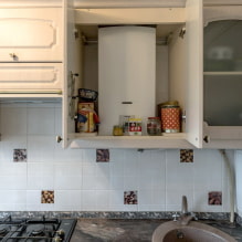 Кухиња у Хрушчову са гасним бојлером: могућности смештаја, 37 фотографија-5
