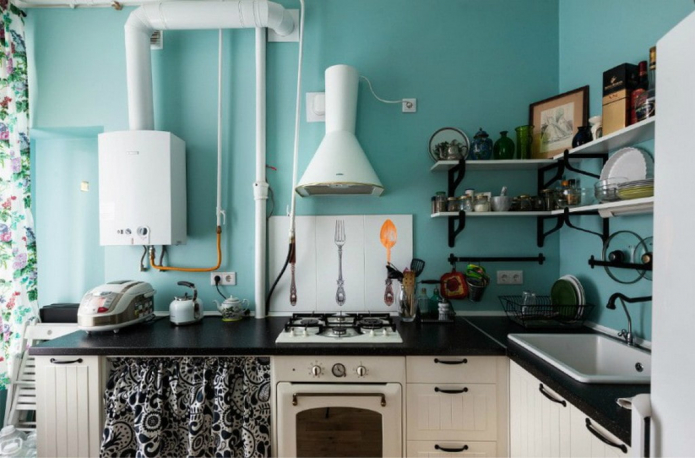 Küche in Chruschtschow mit Gasdurchlauferhitzer: Unterkunftsmöglichkeiten, 37 Fotos