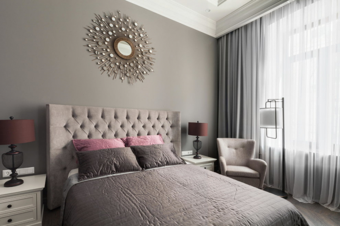 All about using gray in the bedroom interior