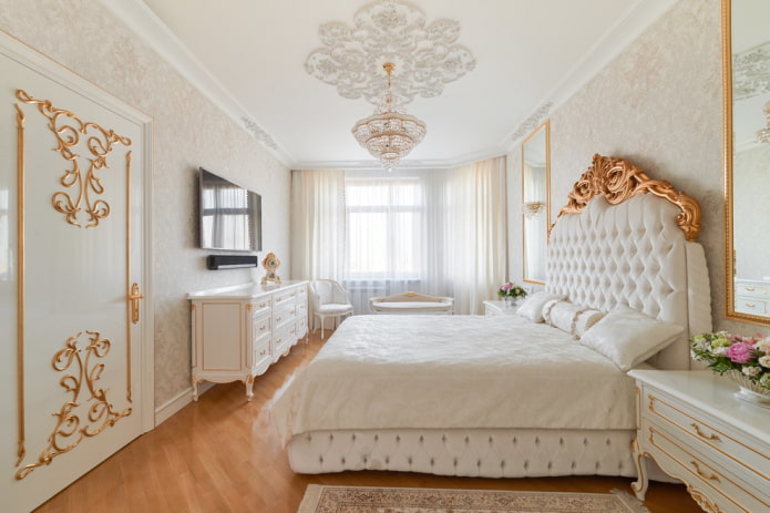 Wie dekoriere ich ein Schlafzimmer im klassischen Stil? (35 Bilder)