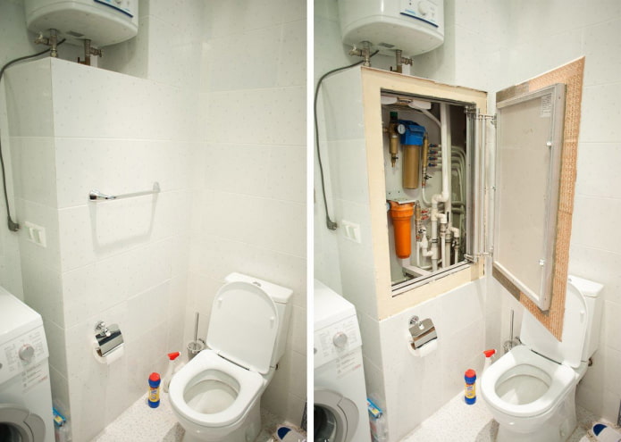 A csövek elrejtése a WC-ben: lehetőségek és utasítások fotókkal és videókkal