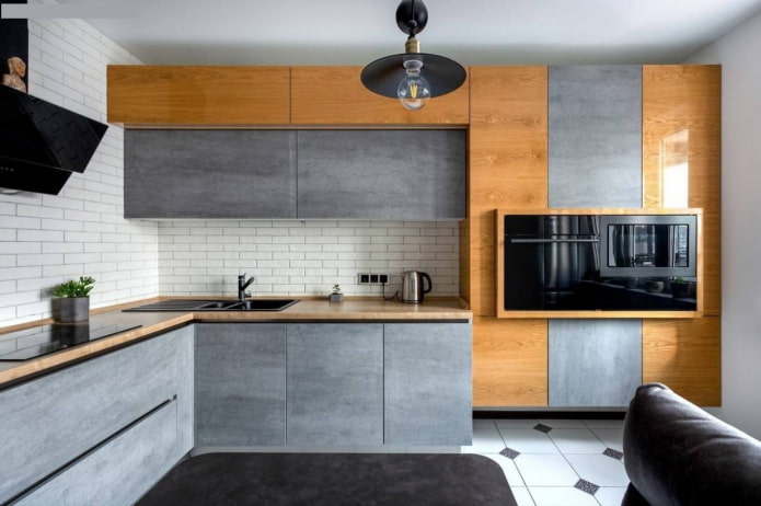 Handleless kitchen: features, pros and cons, types and photos
