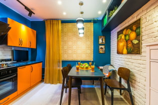 The combination of colors in the interior of the kitchen