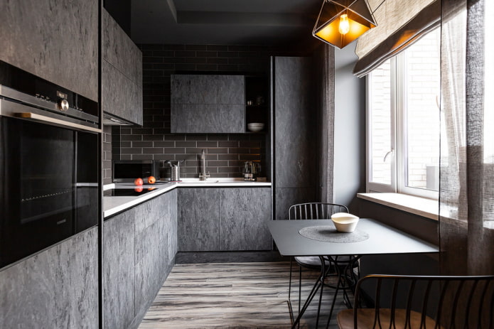 Features of the design of a dark kitchen