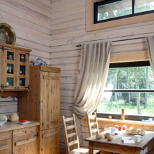 Features of finishing the kitchen in a wooden house-4