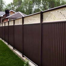Photos and types of fences made of corrugated board for a private house-4