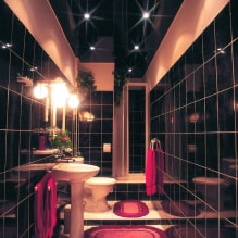 Feszített mennyezet a fürdőszobában: előnyök és hátrányok, a tervezés típusai és példái-3