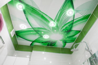 เพดานยืดในห้องน้ำ: ข้อดีข้อเสีย ประเภทและตัวอย่างการออกแบบ