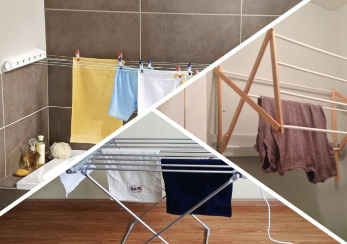 10 Beispiele für das Trocknen von Kleidung in einer Wohnung ohne Balkon