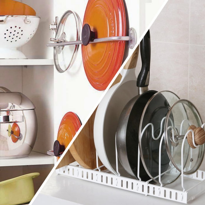13 ideas for storing pot lids and pans in the kitchen