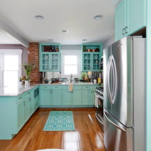Features of kitchen design in mint color-0