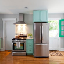 Features of kitchen design in mint color-1