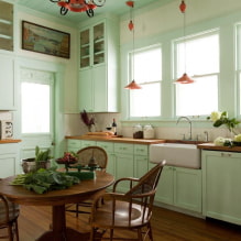 Features of kitchen design in mint color-3