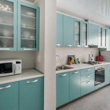 Features of kitchen design in mint color-5