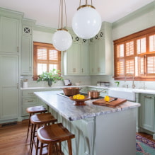 Features of kitchen design in mint color-4