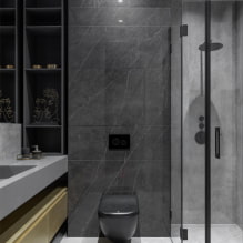 Hogyan lehet a fürdőszoba belsejét sötét színekkel díszíteni?