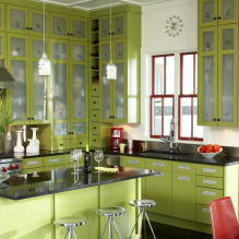 Wie dekoriere ich das Innere der Küche in Pistazienfarbe? -0