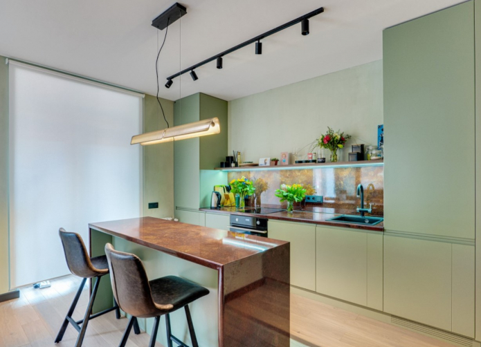 How to decorate a kitchen interior in pistachio color?
