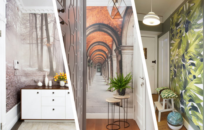 Válogatott fotótapéták keskeny folyosóra, vizuálisan tágítva a teret