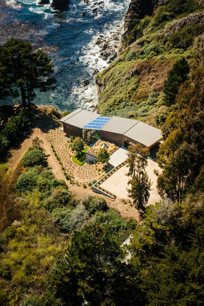 House on the cliff overlooking the ocean