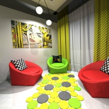 Pop art stílus a belső térben: tervezési jellemzők, kivitelek, bútorok, festmények megválasztása-0