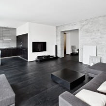 Црни под: избор материјала, дизајн, комбинација са плафоном и зидовима-7