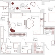 Entwurf einer 3-Zimmer-Wohnung 80 qm. Meter-2