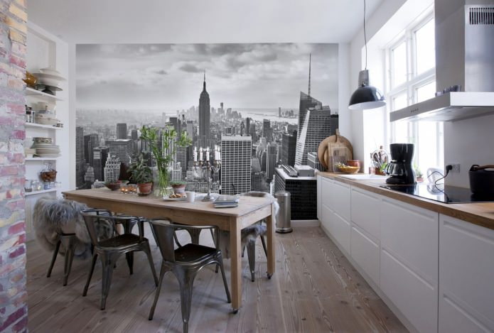 Wallpaper in the kitchen - interior design features
