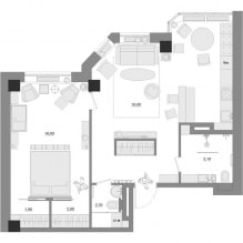 Inneneinrichtung einer 2-Zimmer-Wohnung 65 qm m-2