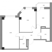 Inneneinrichtung einer 2-Zimmer-Wohnung 65 qm m-1
