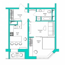 Entwurfsprojekt einer 2-Zimmer-Wohnung von 46 qm. m-1