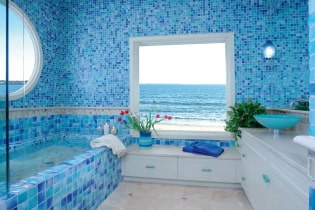 Fürdőszoba design kék színben