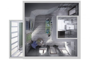 Designprojekt einer kleinen Wohnung von 34 qm. m.