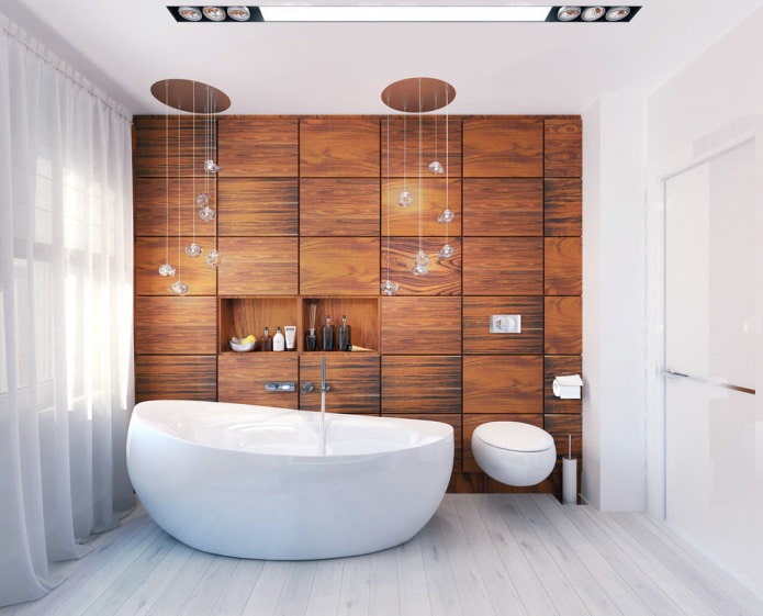 Interior design of a beautiful bathroom 8 sq. m.