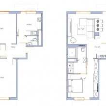 Geräumiges und helles Design einer Wohnung von 58 qm. m -1