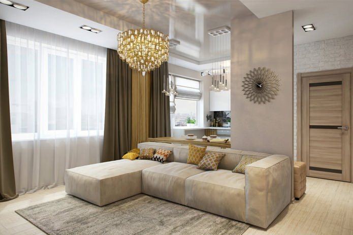 Spacious and light design of an apartment of 58 sq. m.