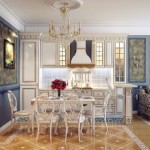 Küche-Esszimmer-Innenarchitektur im klassischen Stil-4