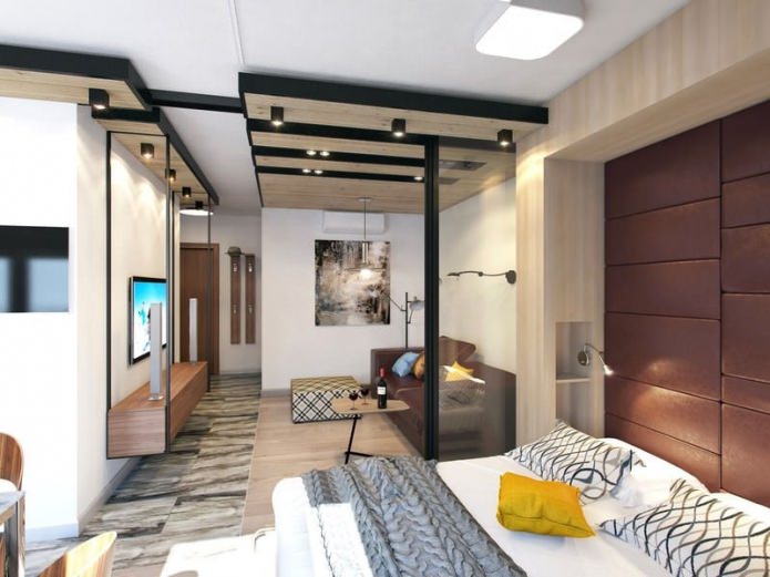 Interior design of a one-room apartment 39 sq. m.