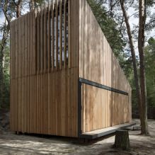 Modernes Design eines kleinen Privathauses im Wald-5
