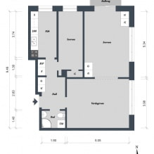 Schwedische Innenarchitekturwohnung 71 m² m-1