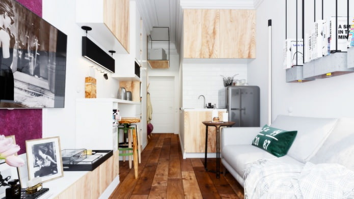 Compact interior of an apartment of 15 sq. m.
