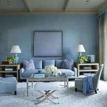 Living room interior in blue tones: features, photo-3