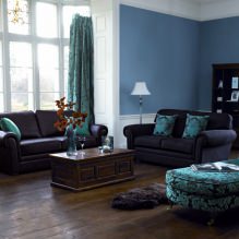 Living room interior in blue tones: features, photo-10